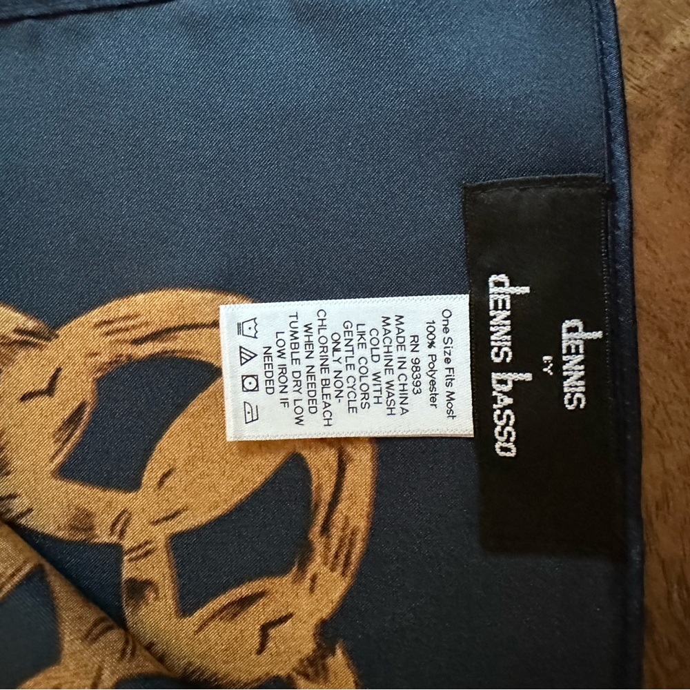2 Dennis Basso Scarves Blue and Taupe - Picture 5 of 11